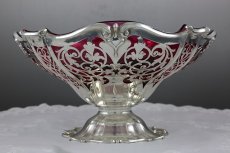 画像5: 純銀製（925）1906年　透かし細工　クランベリーグラス　フルーツボウル (5)