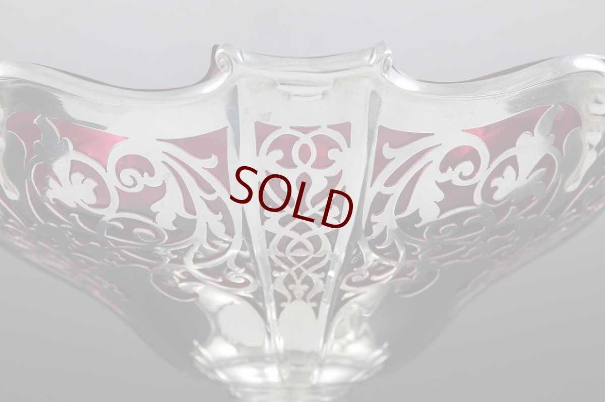 画像3: 純銀製（925）1906年　透かし細工　クランベリーグラス　フルーツボウル (3)