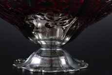 画像4: 純銀製（925）1906年　透かし細工　クランベリーグラス　フルーツボウル (4)