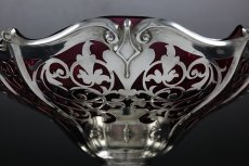 画像2: 純銀製（925）1906年　透かし細工　クランベリーグラス　フルーツボウル (2)