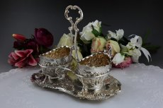 画像1: 1900年前後　シルバープレート　ロココスタイル　スタンド付きクリームジャグ&シュガーセット (1)