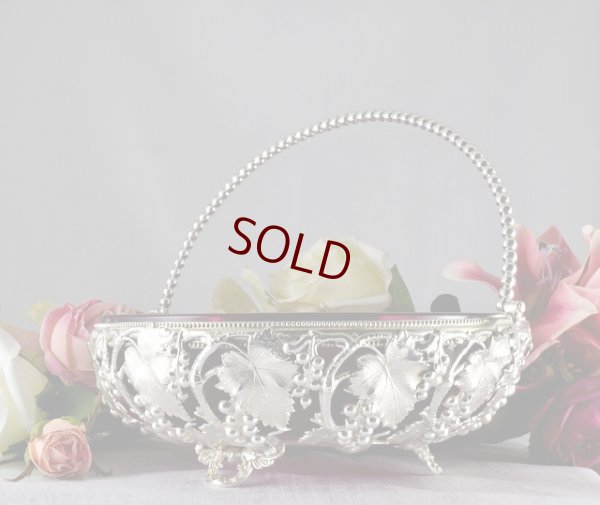 画像5: ヴィクトリアン 葡萄の透かし細工 クランベリーグラス　バスケット