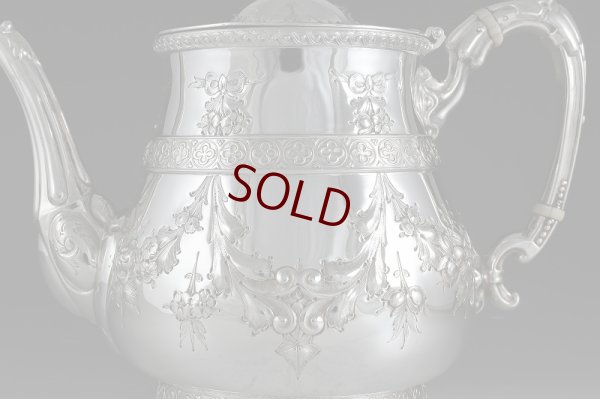 画像4: ヴィクトリア時代 シルバープレート　 リボンとお花のガーランド　ティーポット