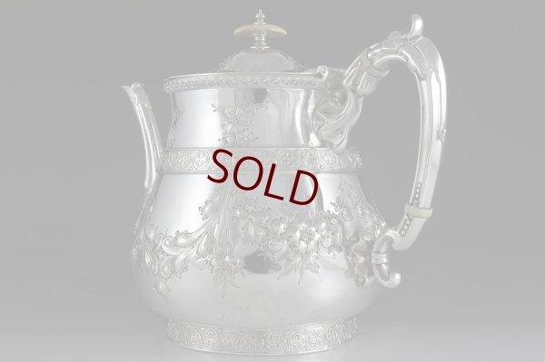 画像3: ヴィクトリア時代 シルバープレート　 リボンとお花のガーランド　ティーポット