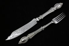 画像2: ヴィクトリアン　手彫りスクロール　ケーキサービングナイフ&フォーク (2)