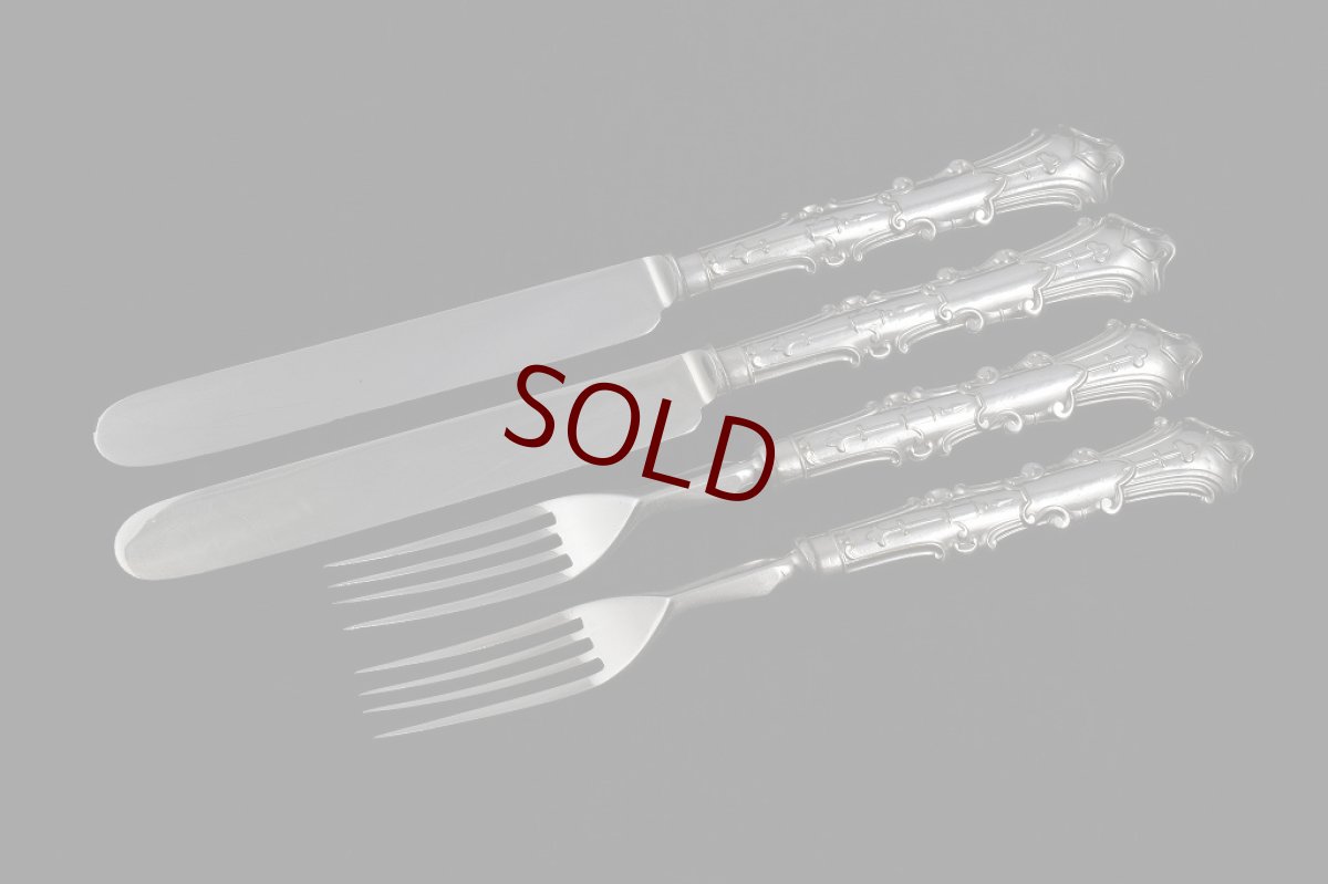 画像1: 1900年前後　アーツ&クラフツ　デザイン　デザートカトラリー2組セット　5 (1)