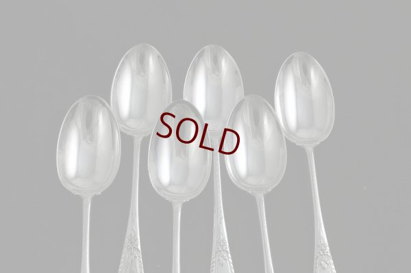 画像4: 純銀製（925）1916年　エレガントな彫刻　大きめ　ティースプーン6本セット