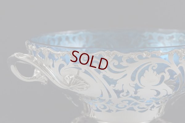 画像6: 特級　純銀製（925）609g 1907年　透かし細工　ターコイズグラス　フルーツボウル