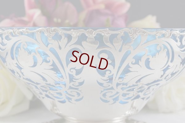 画像2: 特級　純銀製（925）609g 1907年　透かし細工　ターコイズグラス　フルーツボウル