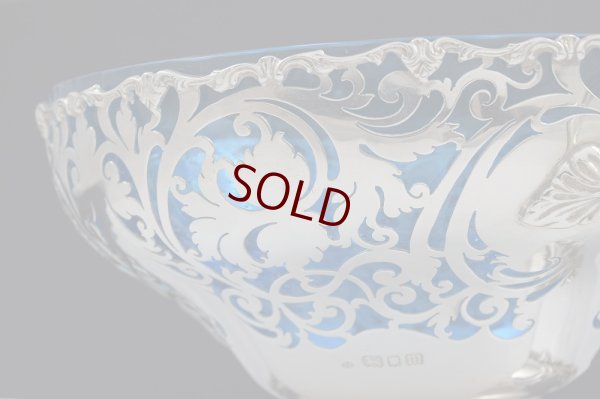 画像3: 特級　純銀製（925）609g 1907年　透かし細工　ターコイズグラス　フルーツボウル