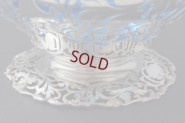 画像4: 特級　純銀製（925）609g 1907年　透かし細工　ターコイズグラス　フルーツボウル