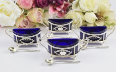 画像1: 純銀（925）1912年 　優美　ソルト　4点セット (1)