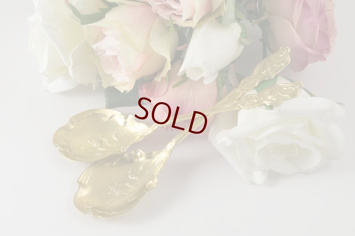 画像1: 純銀製（９５０）フランス　アールヌーボー ヴェルメイユ　ジャムスプーンセット (1)