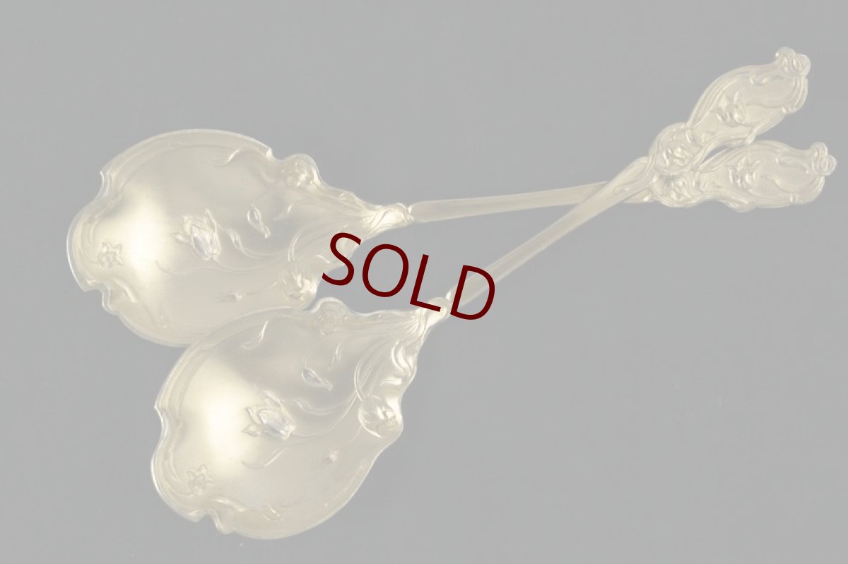 画像2: 純銀製（９５０）フランス　アールヌーボー ヴェルメイユ　ジャムスプーンセット (2)