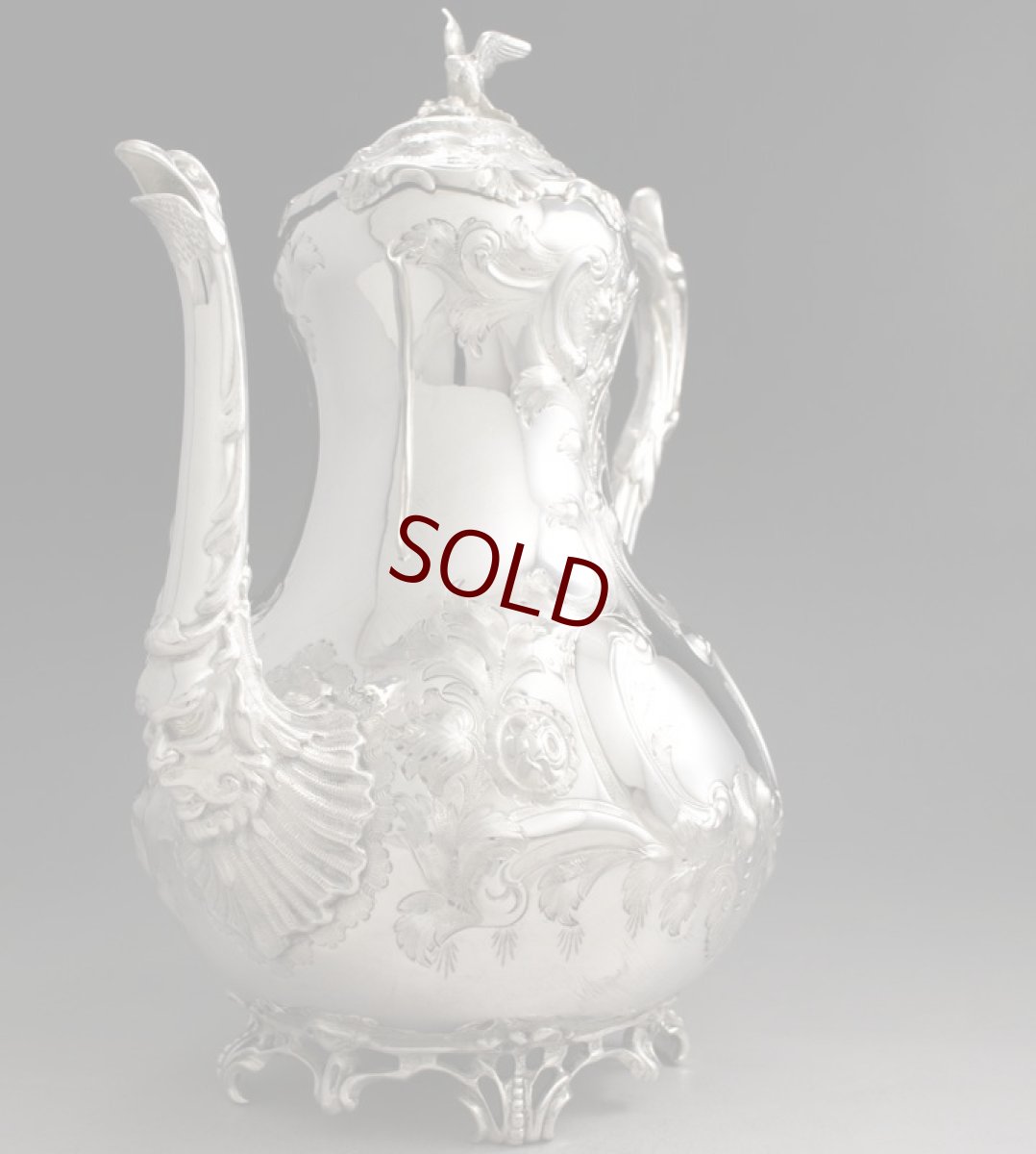 画像3: ヴィクトリアンロココ　Martin, Hall & Co.薔薇と花葉のチェイシング　鳥の摘みのコーヒーポット (3)