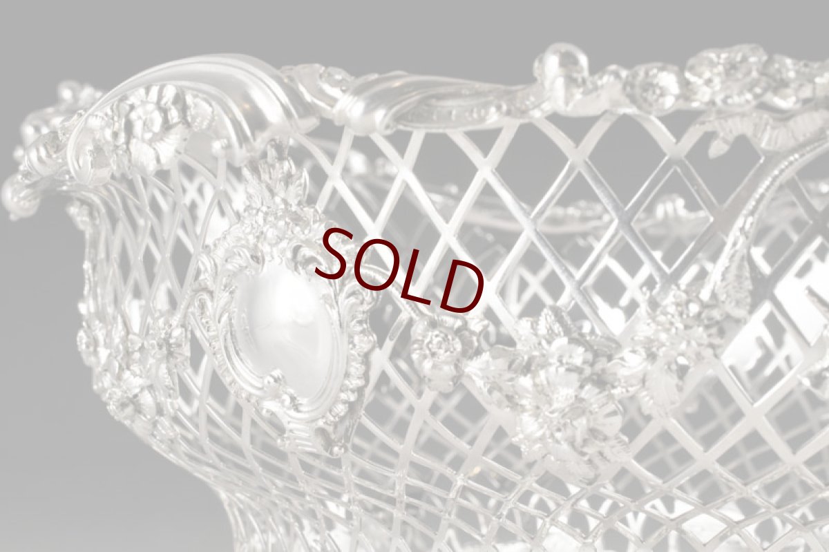 画像13: 純銀製（９２５）　特級　総透かし細工　リボンとバラのガーランド　装飾　バスケット (13)