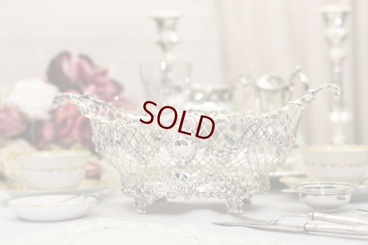 画像18: 純銀製（９２５）　特級　総透かし細工　リボンとバラのガーランド　装飾　バスケット (18)