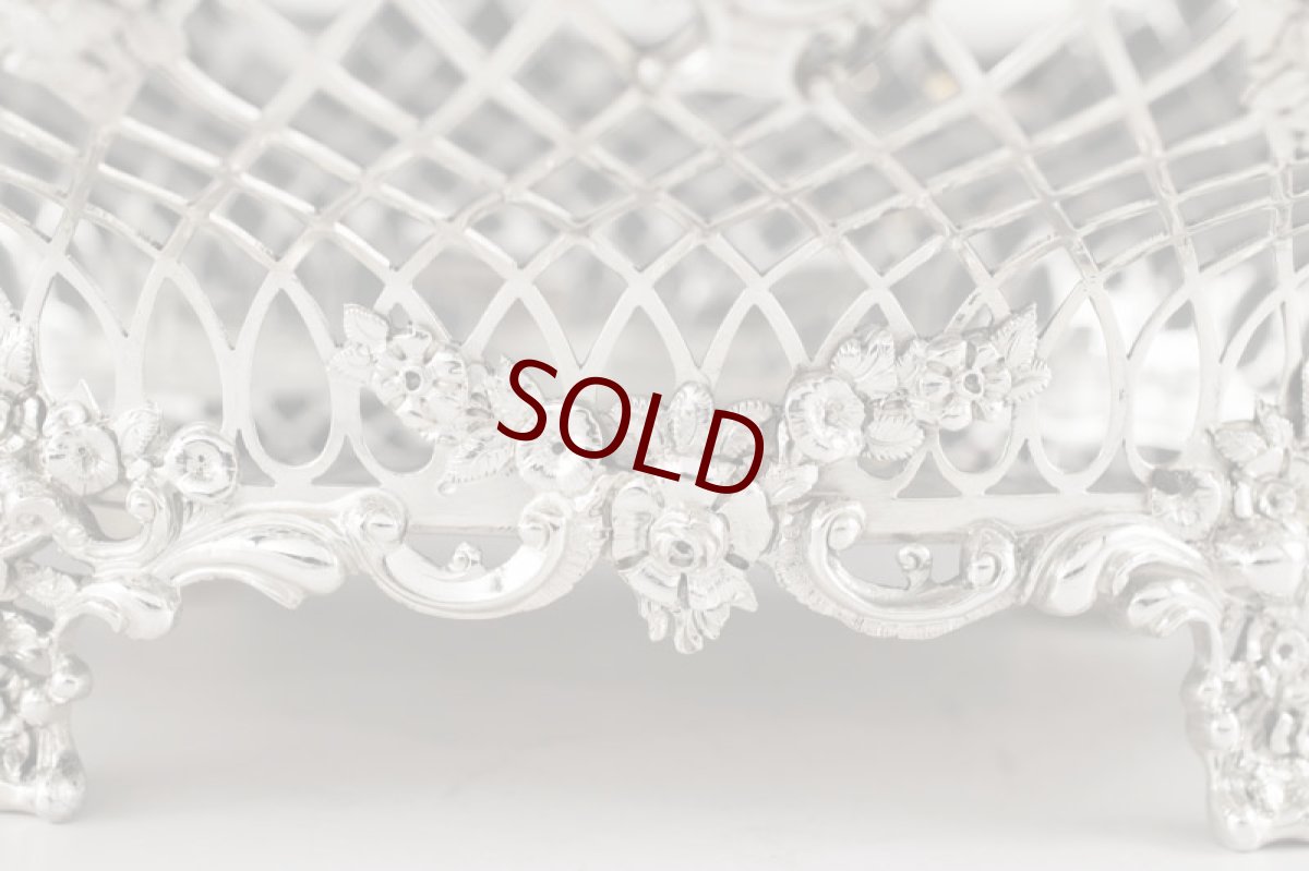 画像17: 純銀製（９２５）　特級　総透かし細工　リボンとバラのガーランド　装飾　バスケット (17)