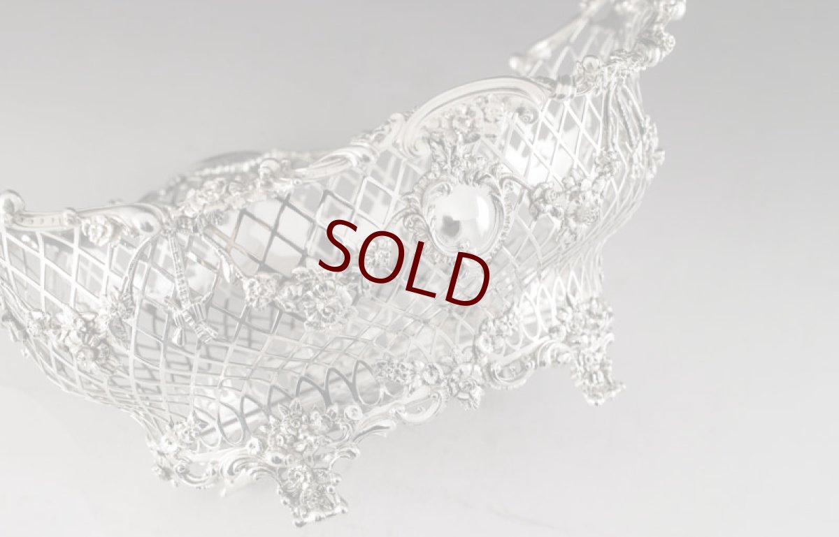 画像10: 純銀製（９２５）　特級　総透かし細工　リボンとバラのガーランド　装飾　バスケット (10)