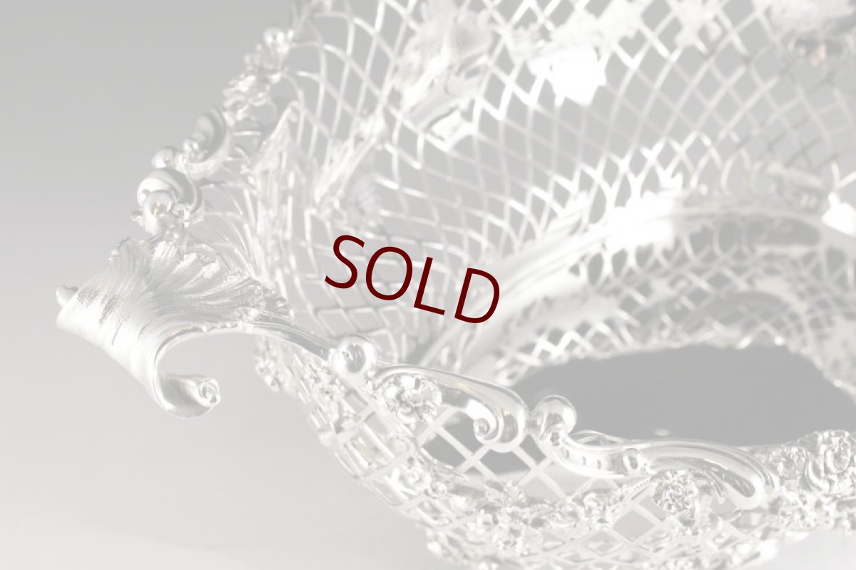 画像7: 純銀製（９２５）　特級　総透かし細工　リボンとバラのガーランド　装飾　バスケット (7)