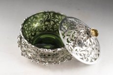 画像2: 純銀製（925）1839年　特級美品　総透かし細工　金鍍金お花の摘み　ディッシュ (2)