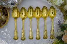 画像3: 純銀製（９２５）　総金鍍金　ジョージアン/ヴィクトリアン　デザートカトラリー６組セット (3)