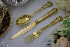 画像2: 純銀製（９２５）　総金鍍金　ジョージアン/ヴィクトリアン　デザートカトラリー６組セット (2)