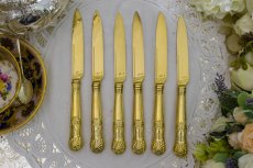 画像6: 純銀製（９２５）　総金鍍金　ジョージアン/ヴィクトリアン　デザートカトラリー６組セット (6)