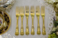 画像7: 純銀製（９２５）　総金鍍金　ジョージアン/ヴィクトリアン　デザートカトラリー６組セット (7)