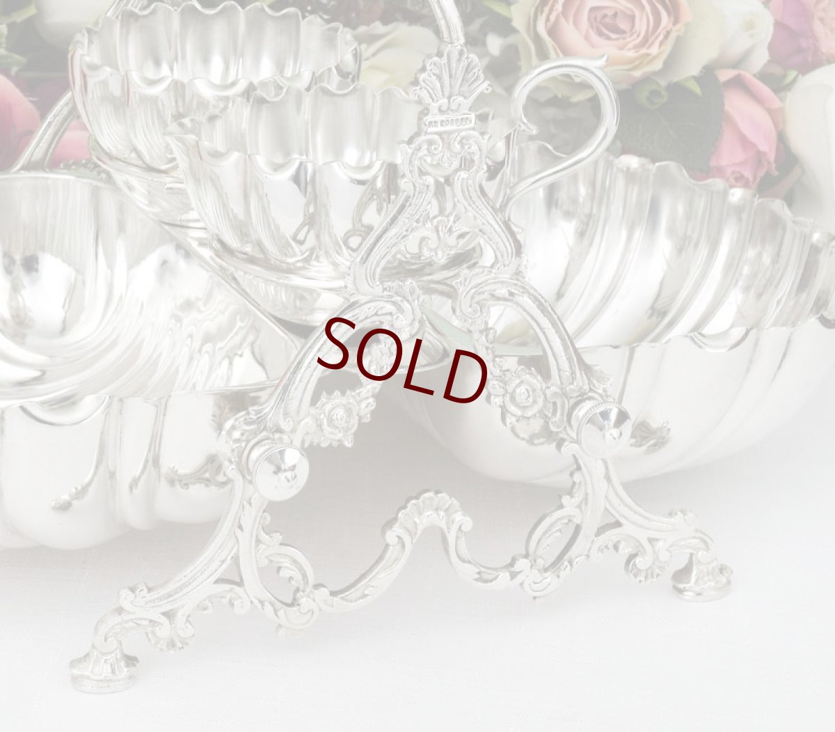 画像3: シルバープレート　シェル型　クリームジャグ、シュガーポット付き　ストロベリーディッシュ　 (3)