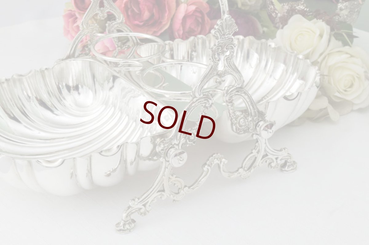 画像7: シルバープレート　シェル型　クリームジャグ、シュガーポット付き　ストロベリーディッシュ　 (7)