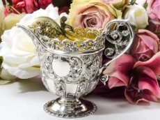 画像13: 純銀製（925）1895年　ハイヴィクトリアン/ロココスタイル　ハンドチェイシング　バッチェラーサイズ　ティー3点セット (13)