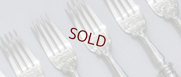 画像9: 純銀製（925）　1902年　白蝶貝ハンドル　手彫り　フィッシュカトラリー10組セット