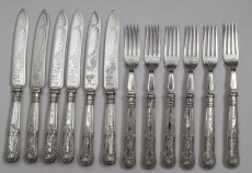 画像2: 純銀（925）/シルバープレート　1894年　キングスパターン　デザートカトラリー6組セット (2)