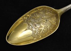 画像5: 純銀製（925）1794年　金鍍金ボウル　ハンドチェイシング　デザートサービングスプーンセット (5)
