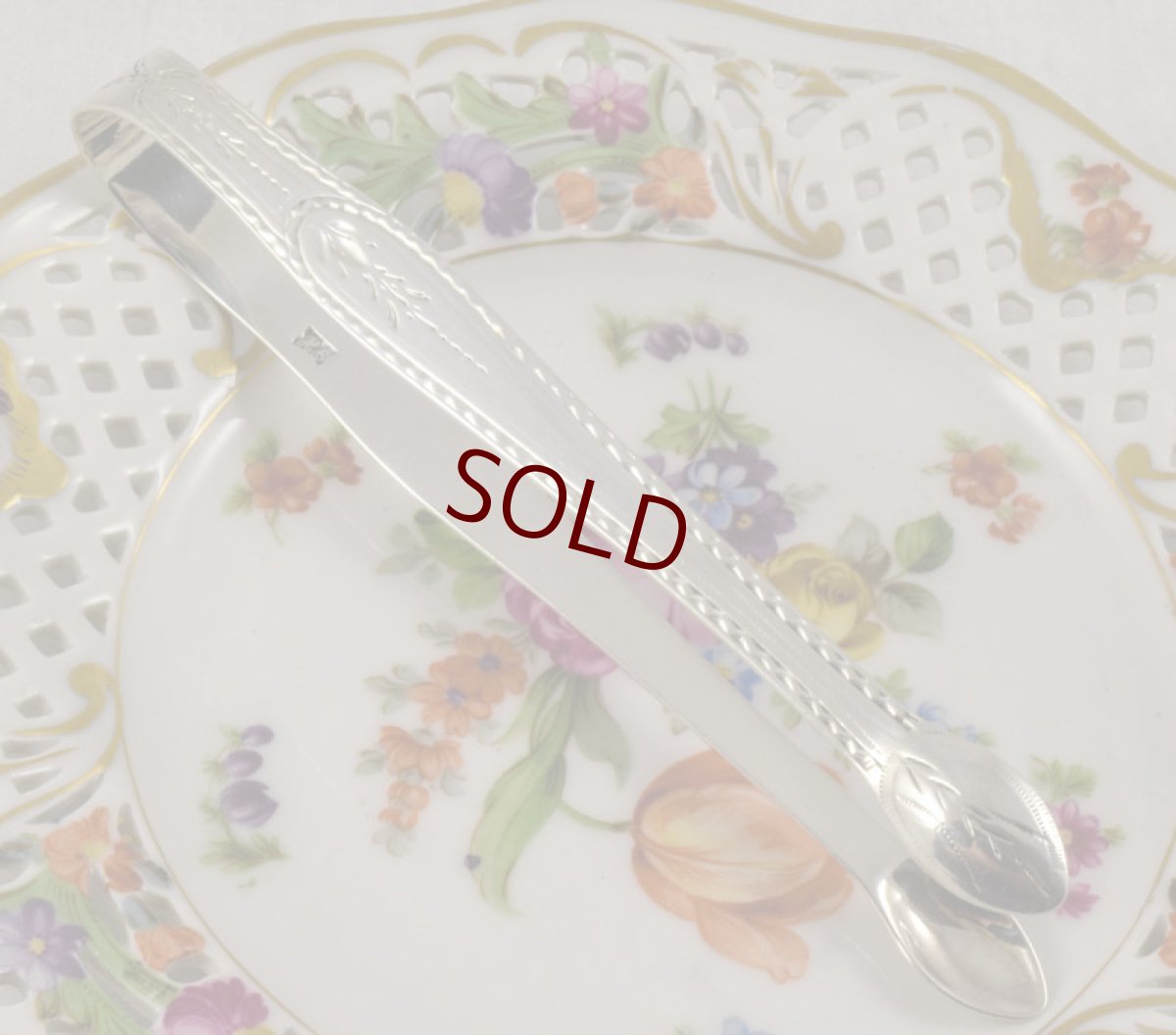 画像1: 純銀製（925）希少　ヘスターベイトマン　ブライトカット　シュガートング　その2　 (1)