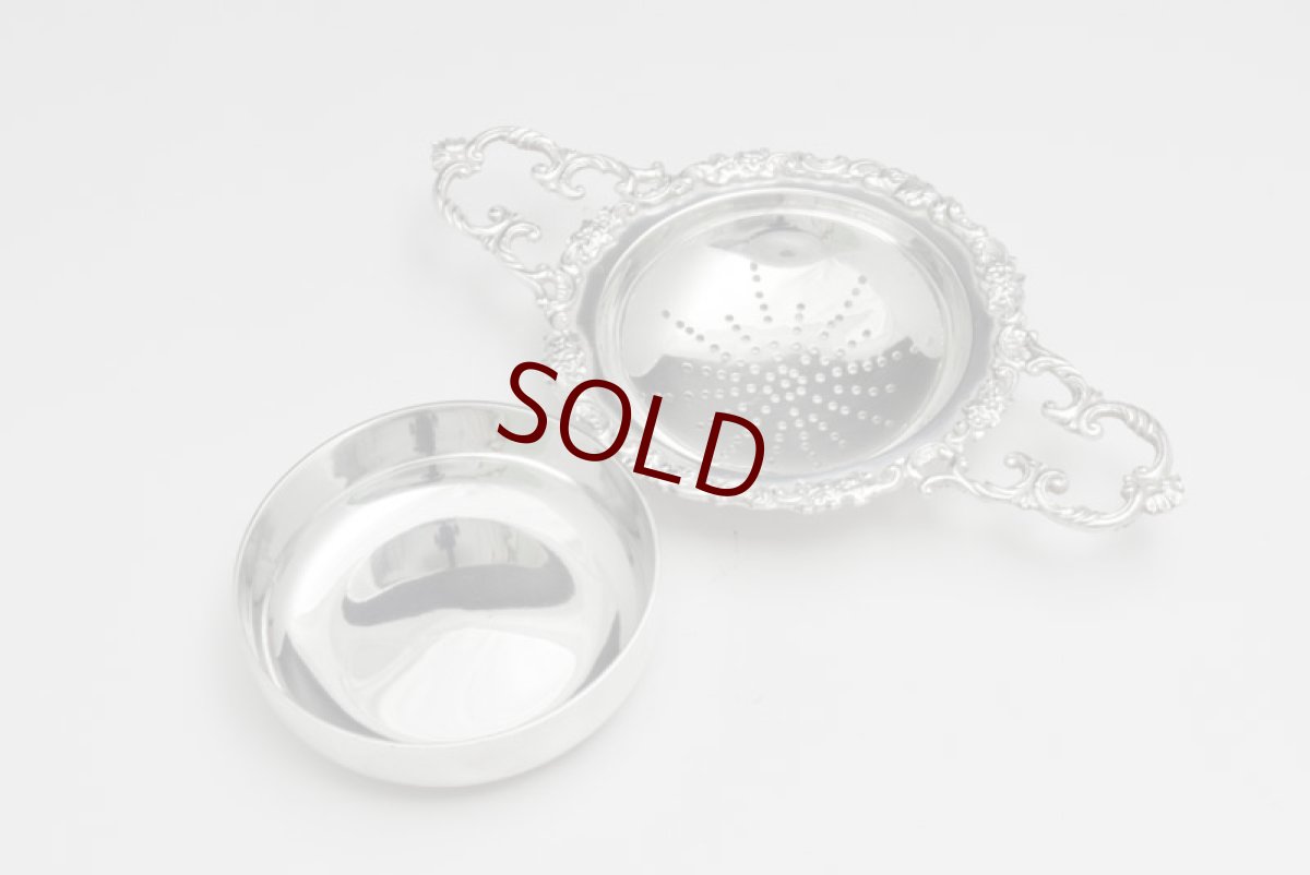 画像2: 純銀製（925）　1963年　受け皿付きティーストレイナー (2)