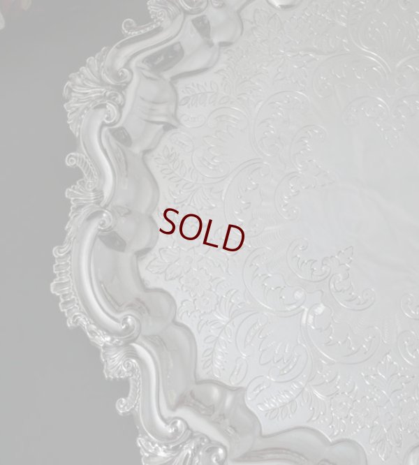 画像5: シルバープレート　ロココボーダー　手彫り彫刻　32.5cm　サルヴァ