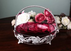 画像4: ヴィクトリアン 苺の透かし細工 クランベリーグラス　バスケット (4)