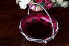 画像7: ヴィクトリアン 苺の透かし細工 クランベリーグラス　バスケット (7)