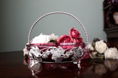 画像3: ヴィクトリアン 苺の透かし細工 クランベリーグラス　バスケット (3)