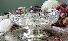 画像2: 純銀製（９２５）　美透かし細工　グラス入りフルーツバスケット (2)