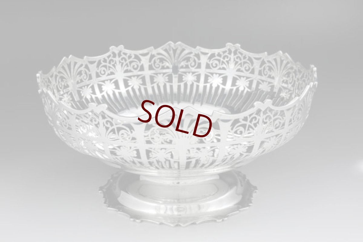 画像5: 純銀製（９２５）　美透かし細工　グラス入りフルーツバスケット (5)