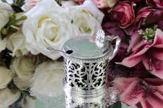 画像1: 純銀製（925）1874年　透かし細工　マスタードポット (1)