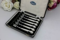 画像1: 純銀（925）ハンドル　クイーンズパターン デザートフォーク 6本セット (1)