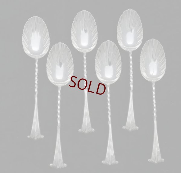 画像2: 純銀製 1886年 　貝のシェイプの　ティースプーン 6本セット