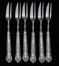 画像3: 純銀（925）ハンドル　クイーンズパターン デザートフォーク 6本セット (3)