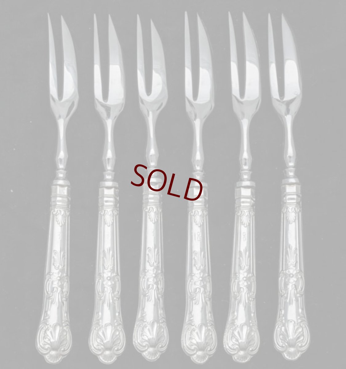画像2: 純銀（925）ハンドル　クイーンズパターン デザートフォーク 6本セット (2)