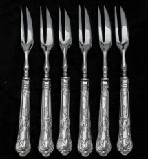画像2: 純銀（925）ハンドル　クイーンズパターン デザートフォーク 6本セット (2)