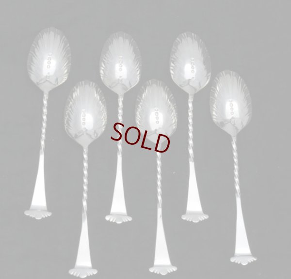 画像3: 純銀製 1886年 　貝のシェイプの　ティースプーン 6本セット